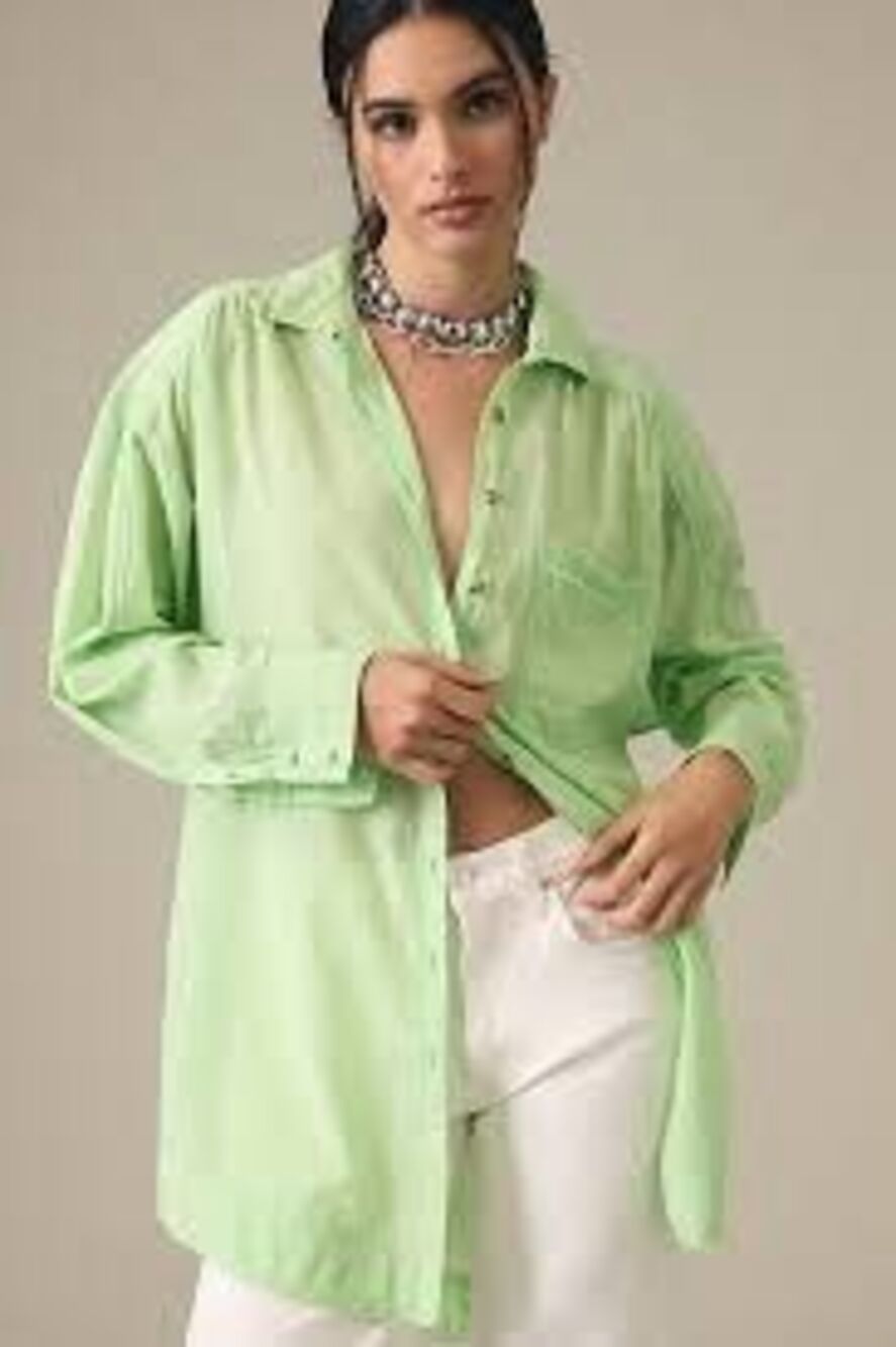 Pilcro by Anthropologie oversized tunic button down lone sleeves shirt NWT